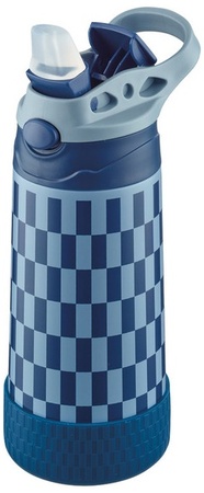 Crofton Kids Stainless Steel Water Bottle - Blue/Light Blue Check