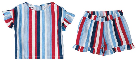 Lily & Dan/ L&D Americana Set - Girls Vertical Stripe Set
