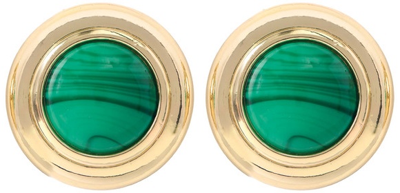 Serra Everyday Fashion Earring - Green/Gold Stud