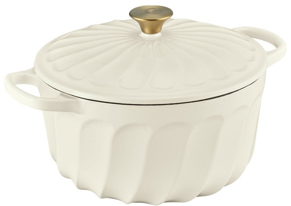 Crofton Cast Iron Textured 6qt Dutch or Bread Oven - White Dutch Oven