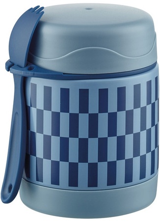 Crofton Kids Food Flask - Blue/Light Blue Check