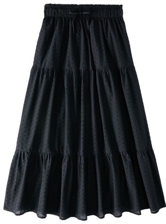 Serra Black Woven Tiered Skirt