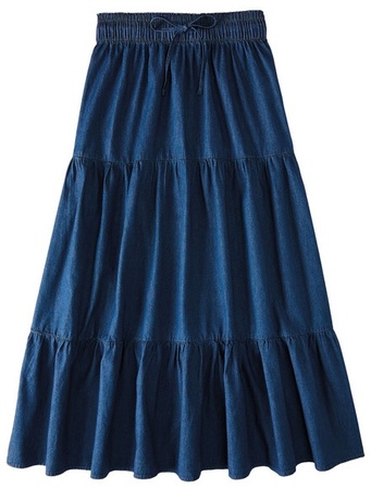 Serra Chambray Tiered Skirt