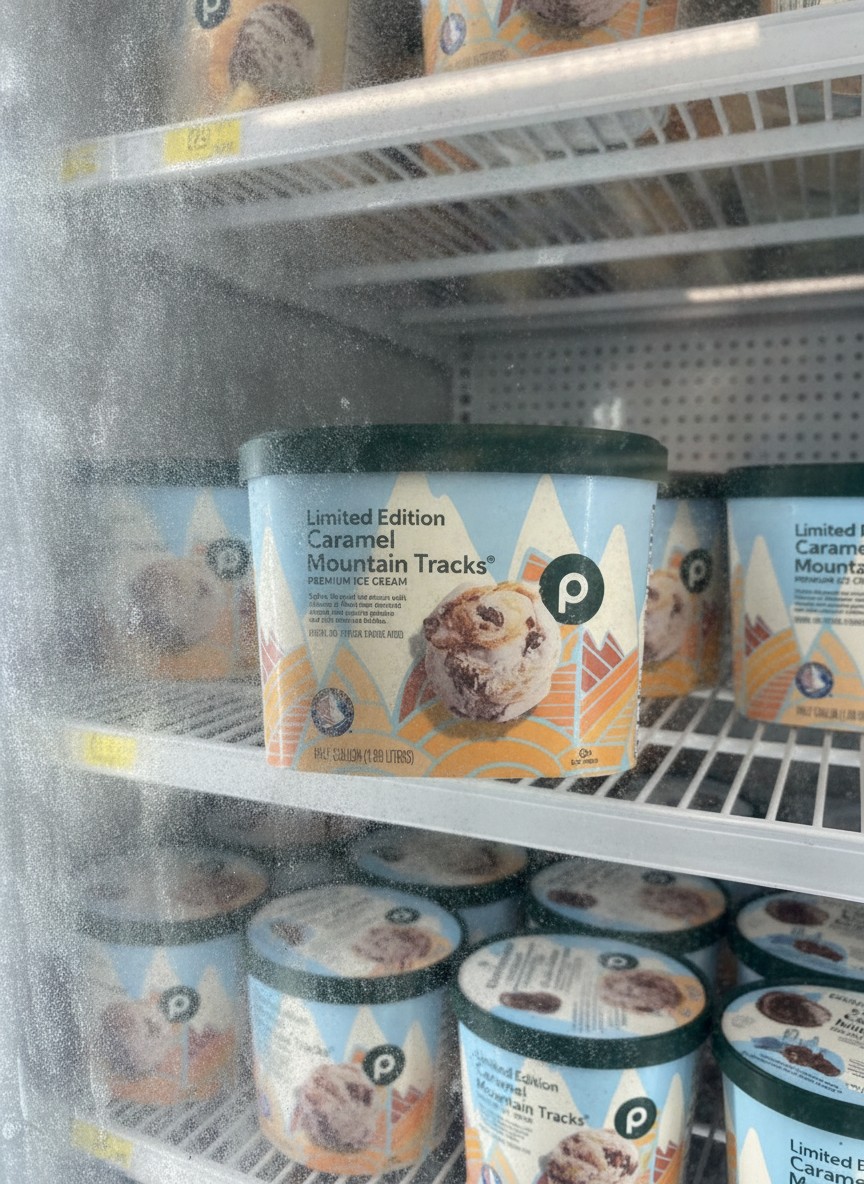 Publix Limited Edition Caramel Mountain Tracks Premium Ice Cream
