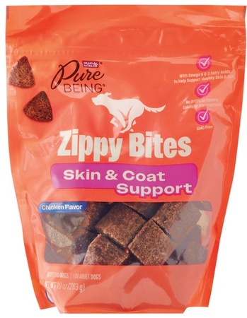 Pure Being Zippy Bite Dog Treat with Support - Skin and Coat