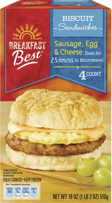 Breakfast Best Biscuit or Muffin Egg Sandwiches