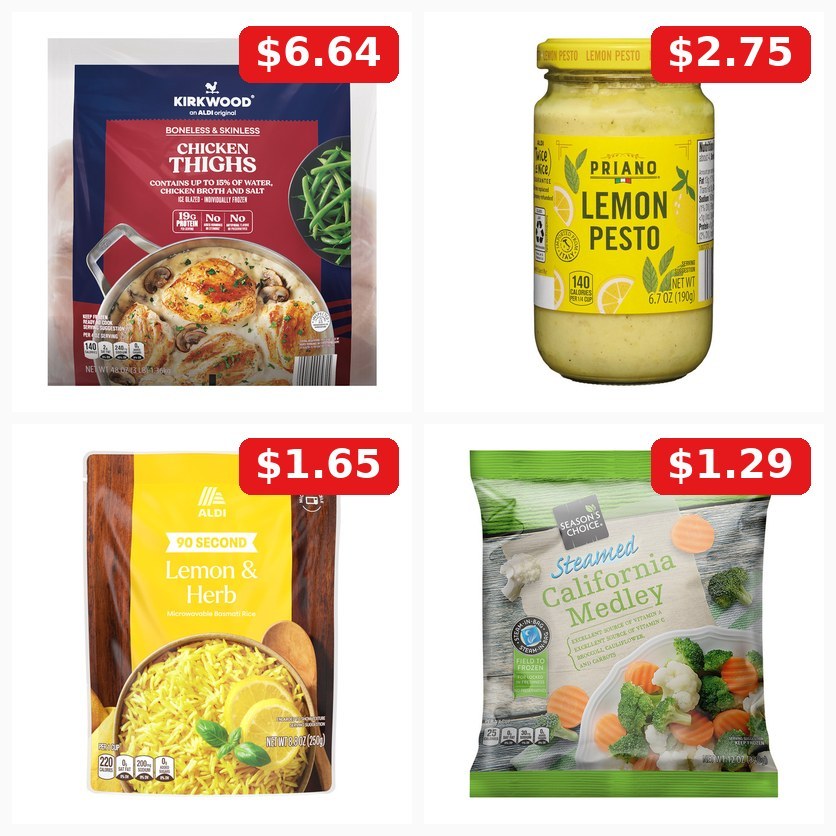 9. Lemon-Pesto Chicken & Ready-Rice Skillet — ALDI shopping list