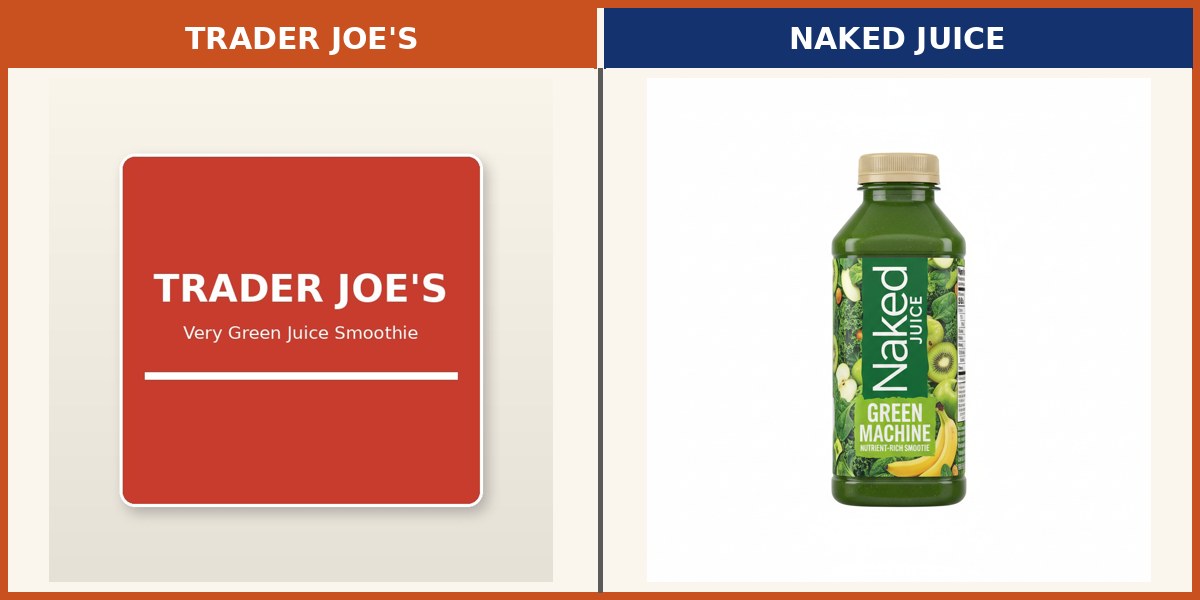 Trader Joe's Very Green Juice Smoothie side by side with Naked Juice