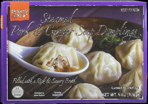 Trader Joe's Steamed Pork and Ginger Soup Dumplings frozen package