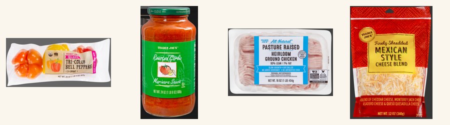 Trader Joe's ingredients for 5-Ingredient Ground Turkey Stuffed Peppers