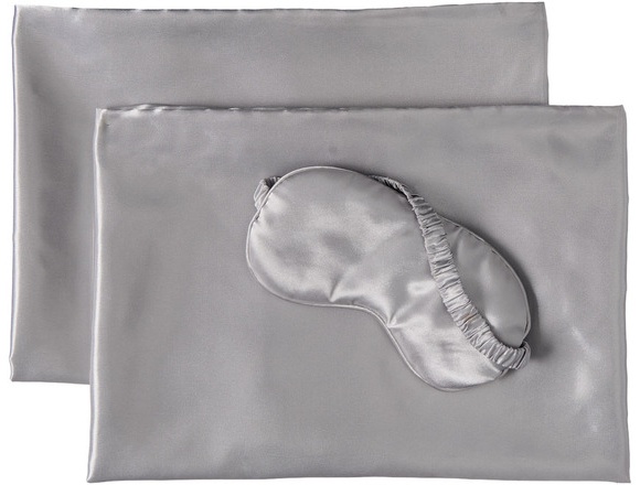 KIRKTON HOUSE 2PK Satin Pillowcase and Eye Mask - Gray