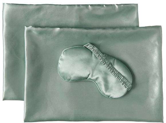 KIRKTON HOUSE 2PK Satin Pillowcase and Eye Mask - Green