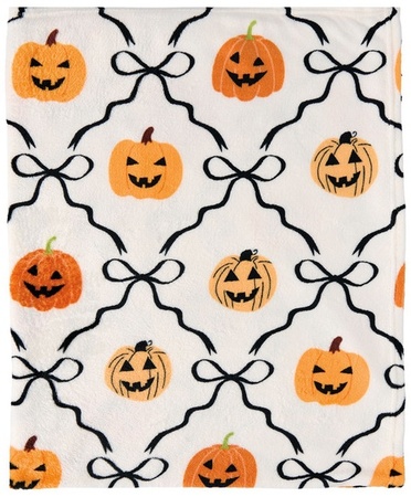 Kirkton House Pastel Halloween Throw - Pumpkin Lattice