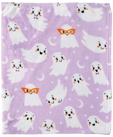 Kirkton House Pastel Halloween Throw - Purple Ghosts