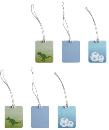 Melii Write On Bottle/Bag Tags - soccer/dino
