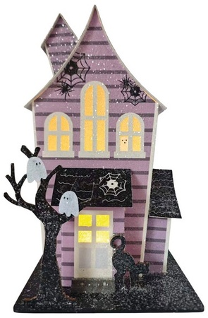 The Halloween Collection LED Paper Haunted House - Purp Ghost Hous