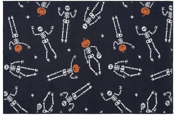 Kirkton House 20x34 Crystal Accent Rug, Skeletons - Black