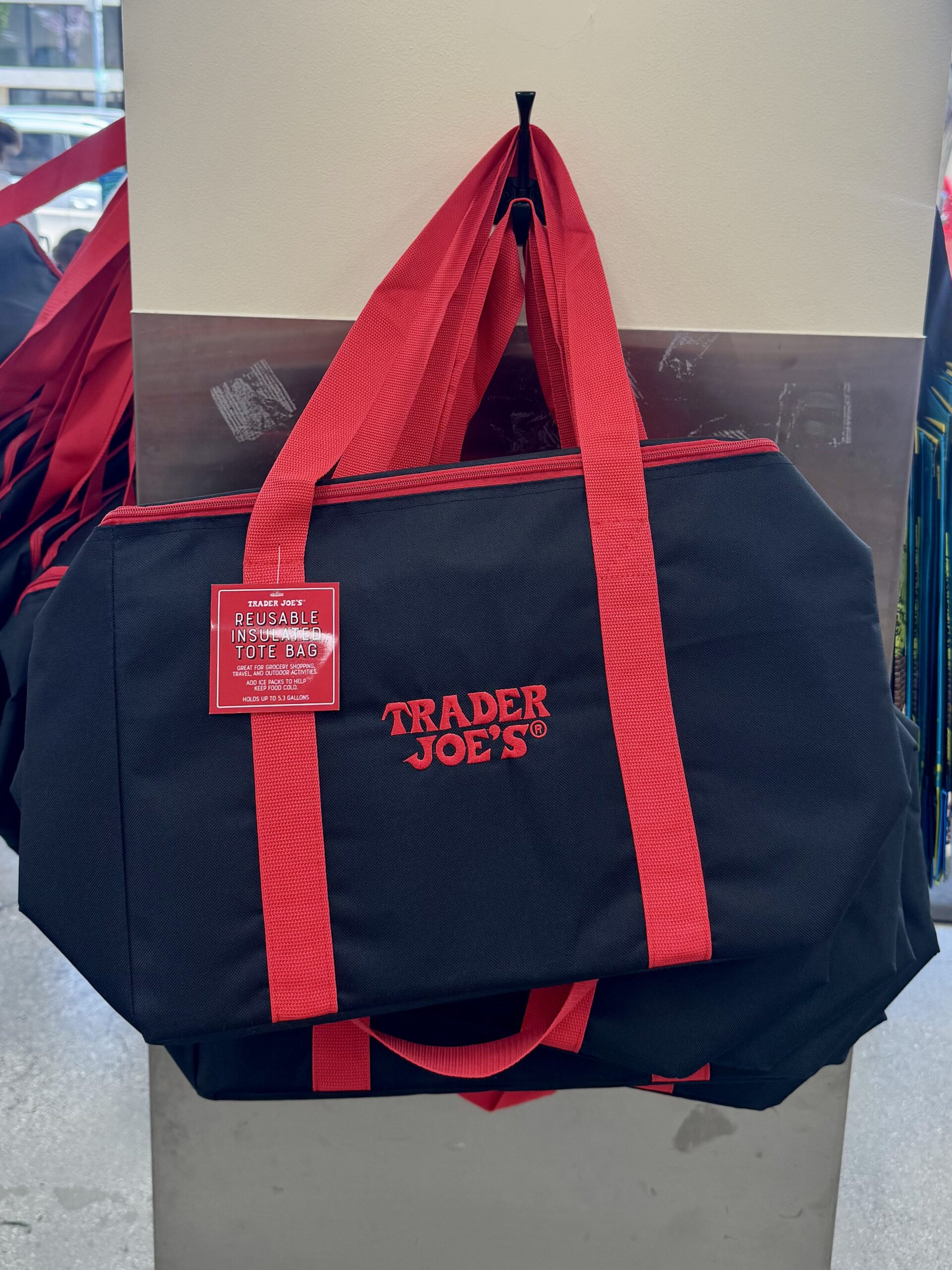 Red & black Reusable Insulated Tote Bag - in store