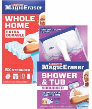 Mr. Clean Magic Eraser Shower & Tub Scrubber Starter Kit or Whole Home Extra Durable 12-ct.