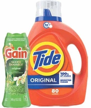 Any 1 Tide Liquid Laundry Detergent 92–105-oz, Pods 43–57-ct. or Power Pods 32-ct. OR Gain Plus