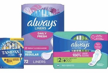 Tampax Pearl or Radiant Tampons 14 or 18-ct., Always Ultra Pads 16–22-ct., Always Daily