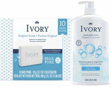 Ivory Body Wash 35-oz or Bar Soap 10-ct.