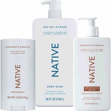 Any 2 Native: Deodorant 2.4–3.5-oz, Body Wash or Lotion 16–36-oz OR Shampoo and Conditioner 16.5-oz