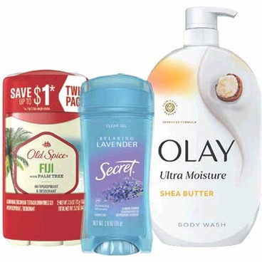 Any 2 Secret, Old Spice or Gillette Deodorant 1.6–7.6-oz, Olay or Old Spice