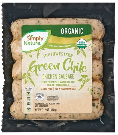 Simply Nature Org Chicken Sausage - Green Chile