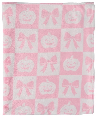 Kirkton House Pastel Halloween Throw - Pumpkin Checker