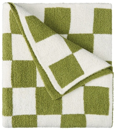 KIRKTON HOUSE Ultra Cozy Knit Throw - Green Checkerboard