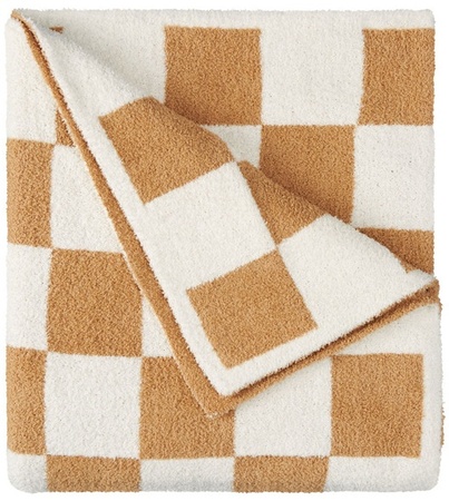 KIRKTON HOUSE Ultra Cozy Knit Throw - Tan Checkerboard