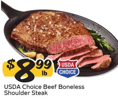 USDA Choice Beef Boneless Shoulder Steak
