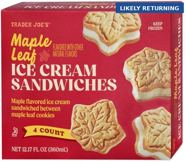 Trader Joe's Maple Leaf Ice Cream Sandwiches - LIKELY RETURNING