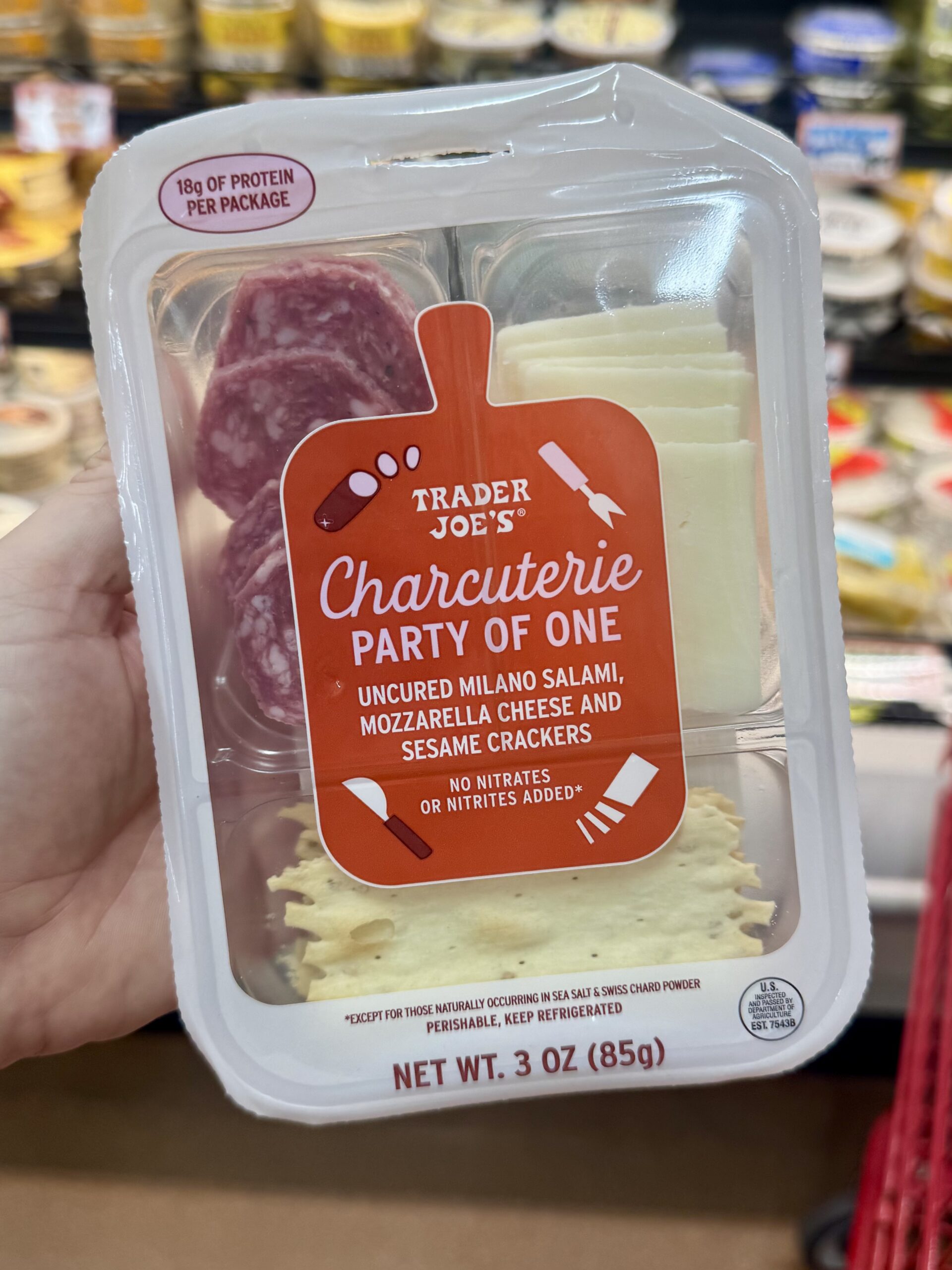 Charcuterie Party of One Uncured Milano Salami, Mozzarella Cheese and Sesame Crackers - in store