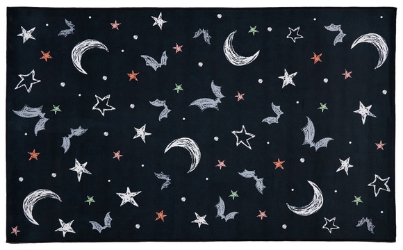 The Halloween Collection 3 x 5 Crystal Print Rug - Bats & Stars