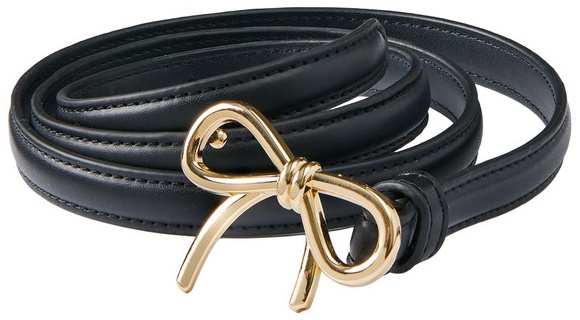 Serra Ladies PU Bow Belt - Black Bow