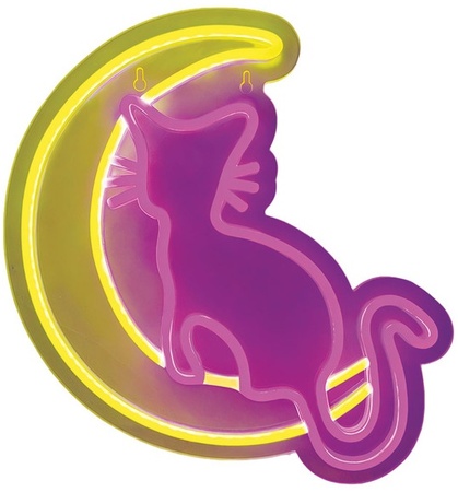 The Halloween Collection Halloween Neon Sign - Cat on the Moon
