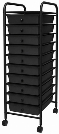 Sohl Furniture 10 Drawer Rolling Cart - Black