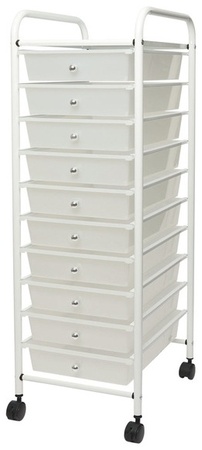 Sohl Furniture 10 Drawer Rolling Cart - White