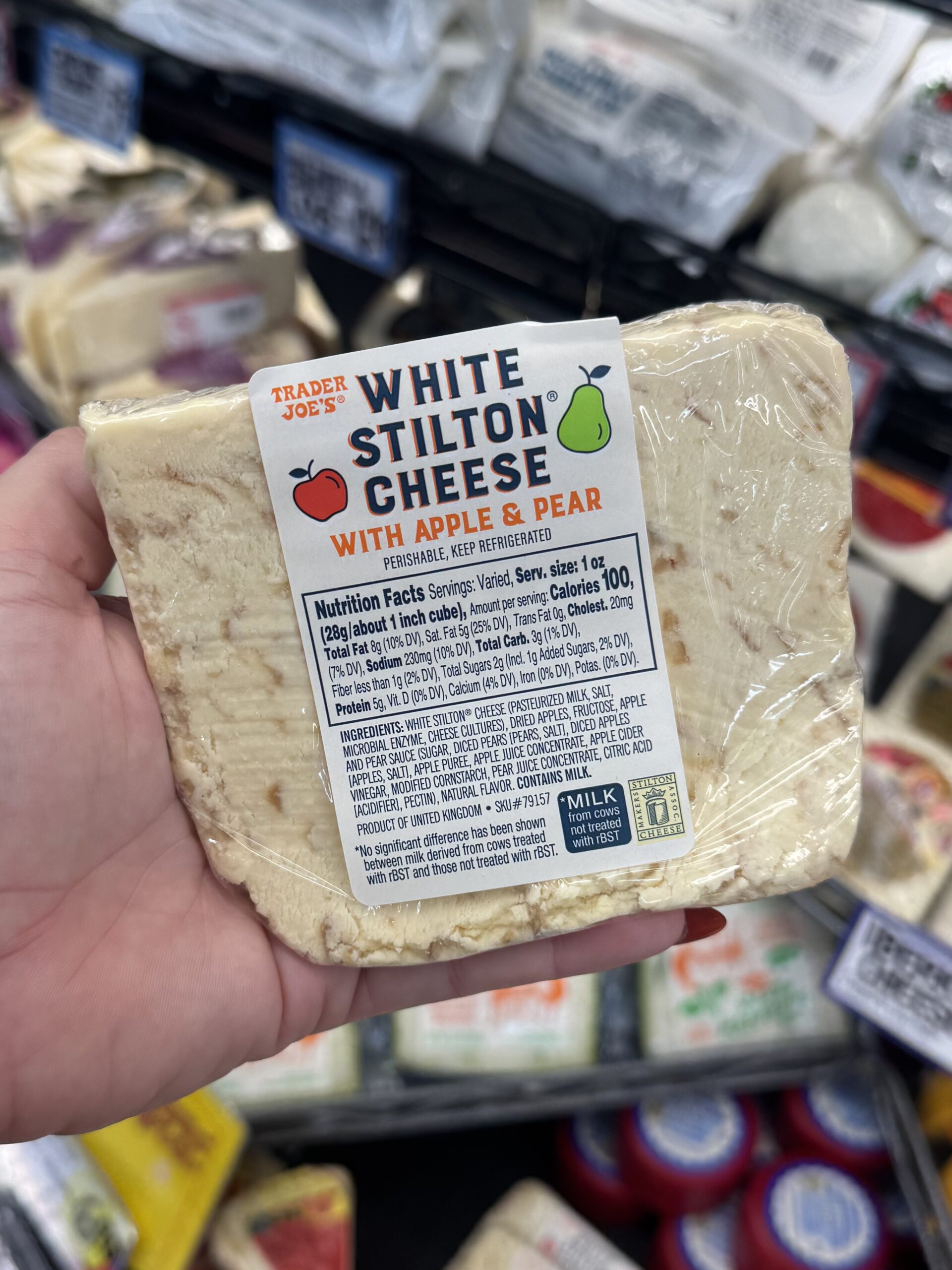 Trader Joe's White Stilton Cheese With Apple & Pear - in store