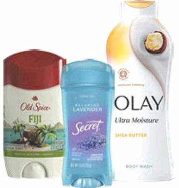 Any 2: Secret, Old Spice or Gillette Deodorants 1.6–7.6-oz, Olay or Old Spice Body Wash, Lotion