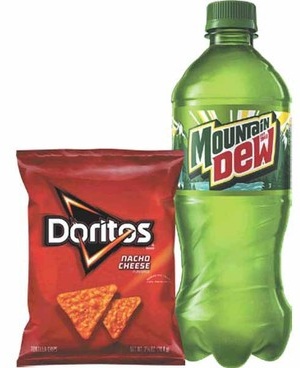 Buy Any 1 Mountain Dew Branded 20-oz and Get Any 1 Doritos Single Serve 2.625–4-oz bag Free