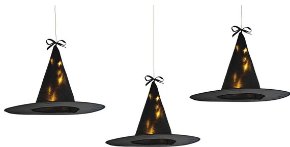 The Halloween Collection LED Floating Witch Hats - Black