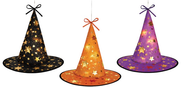 The Halloween Collection LED Floating Witch Hats - Printed
