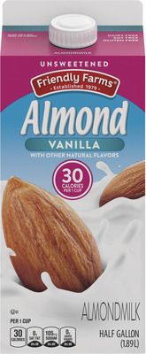 Friendly Farms Unsweetened Vanilla or Sweetened Almondmilk