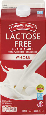 Friendly Farms Lactose Free Whole or 2% Milk