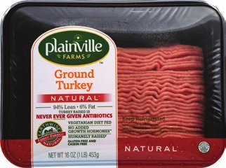 Plainville Farms 94% Ground Turkey or Turkey Burgers