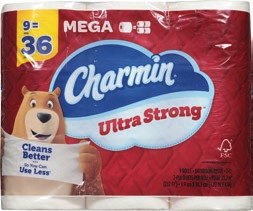 Charmin Bath Tissue 9 mega or 6 super mega rolls or Bounty Paper Towels 4 triple rolls or 6 double rolls