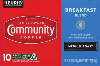 Community Coffee 10 ct pods or New England Coffee 10-12 oz bag or 10 ct pods